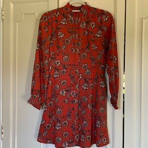 NWT Loft long sleeve dress. Ruffle collar & sleeve